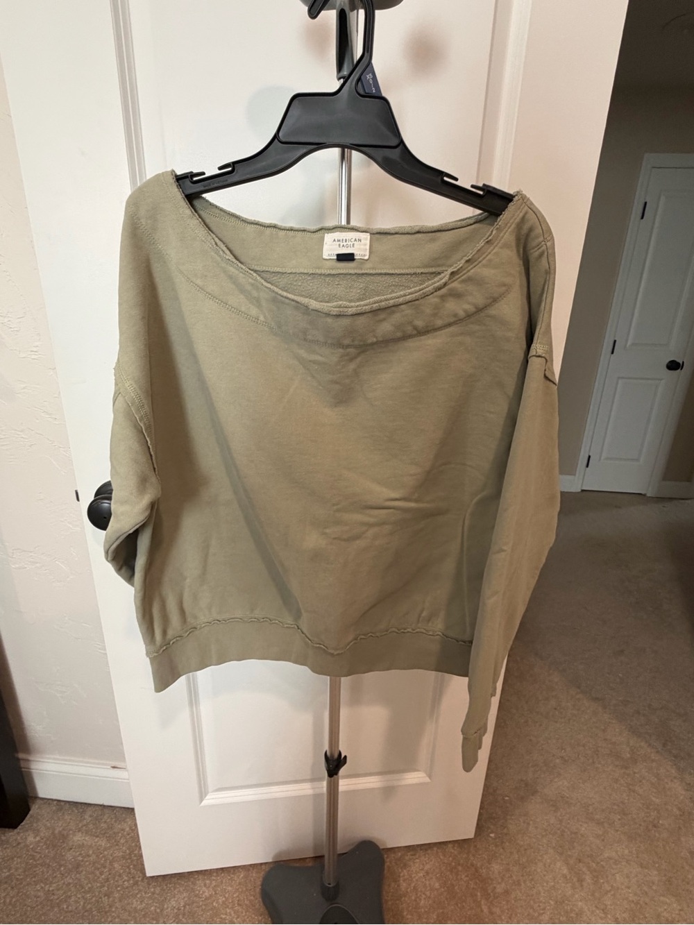 American Eagle Outfitters Olive Green Off-the-Shoulder Sweater